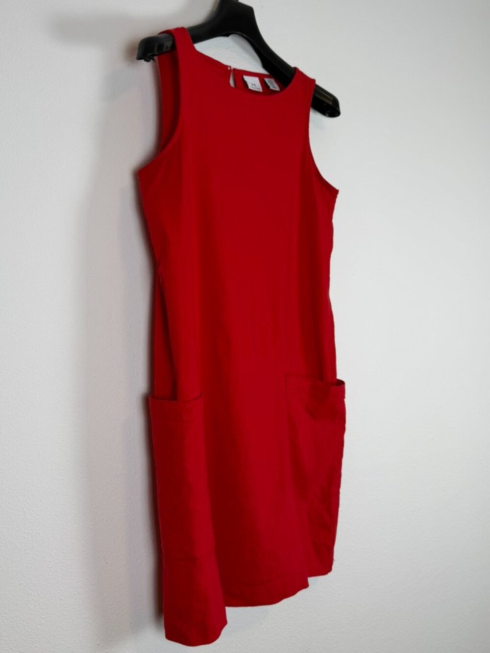H by Halston Red Linen Blend Sleeveless Shift Dress XS Pockets